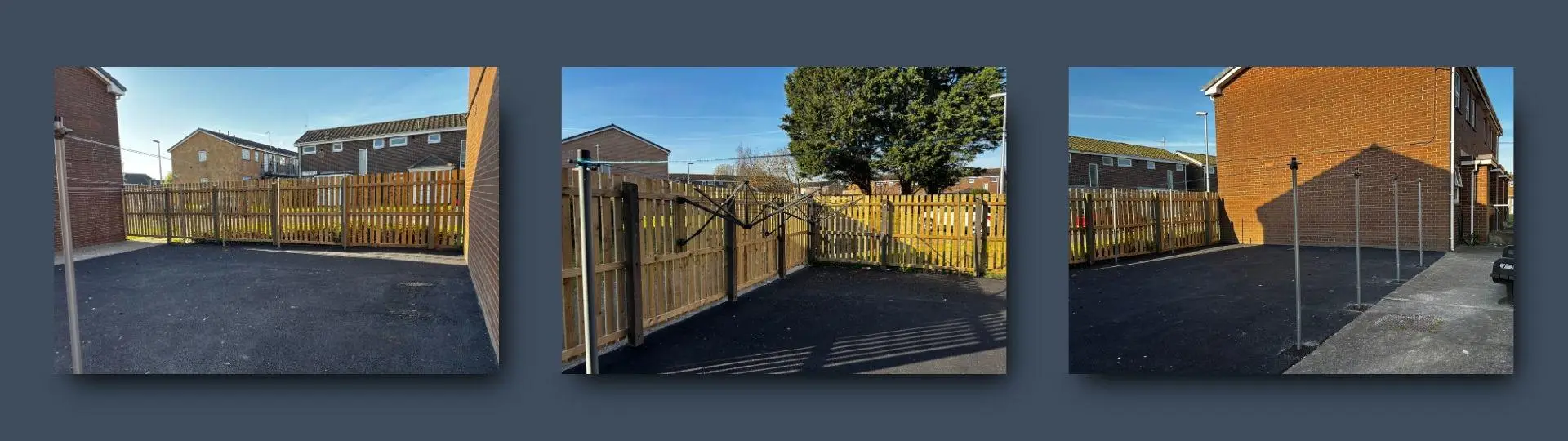 3 photos of Stronsay Place drying area after improvement works